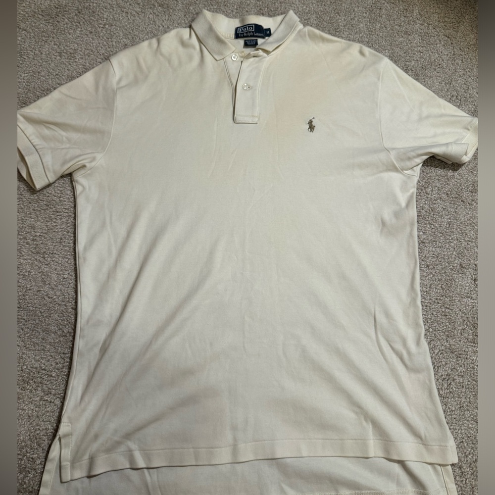 Men's Classic Vintage Polo By ralph Lauren RL Ivory Cream, Size Medium Preowned